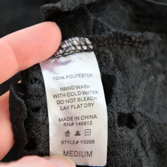 Anthropologie Black Guipure Floral Lace Sleeveless Top Sz M - Picture 7 of 7